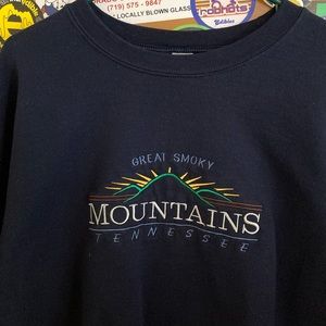 Smoky Mountains machine embroidered sweater.
